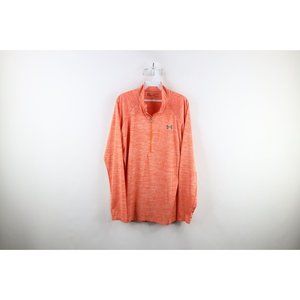 Under Armour Womens 2XL XXL Loose Fit HeatGear Half Zip Pullover Top Orange
